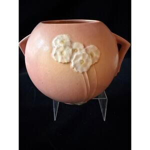 Roseville Pottery Pink Floral Bowl Jardiniere 285 USA Signed 7"